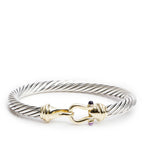 Sterling Silver &amp; 14k Yellow Gold Amethyst 7 MM Cable Buckle Bracelet Coeur Cult Core