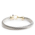 Sterling Silver &amp; 14k Yellow Gold Amethyst 7 MM Cable Buckle Bracelet Coeur Cult Core
