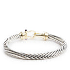 Sterling Silver &amp; 14k Yellow Gold Amethyst 7 MM Cable Buckle Bracelet Coeur Cult Core