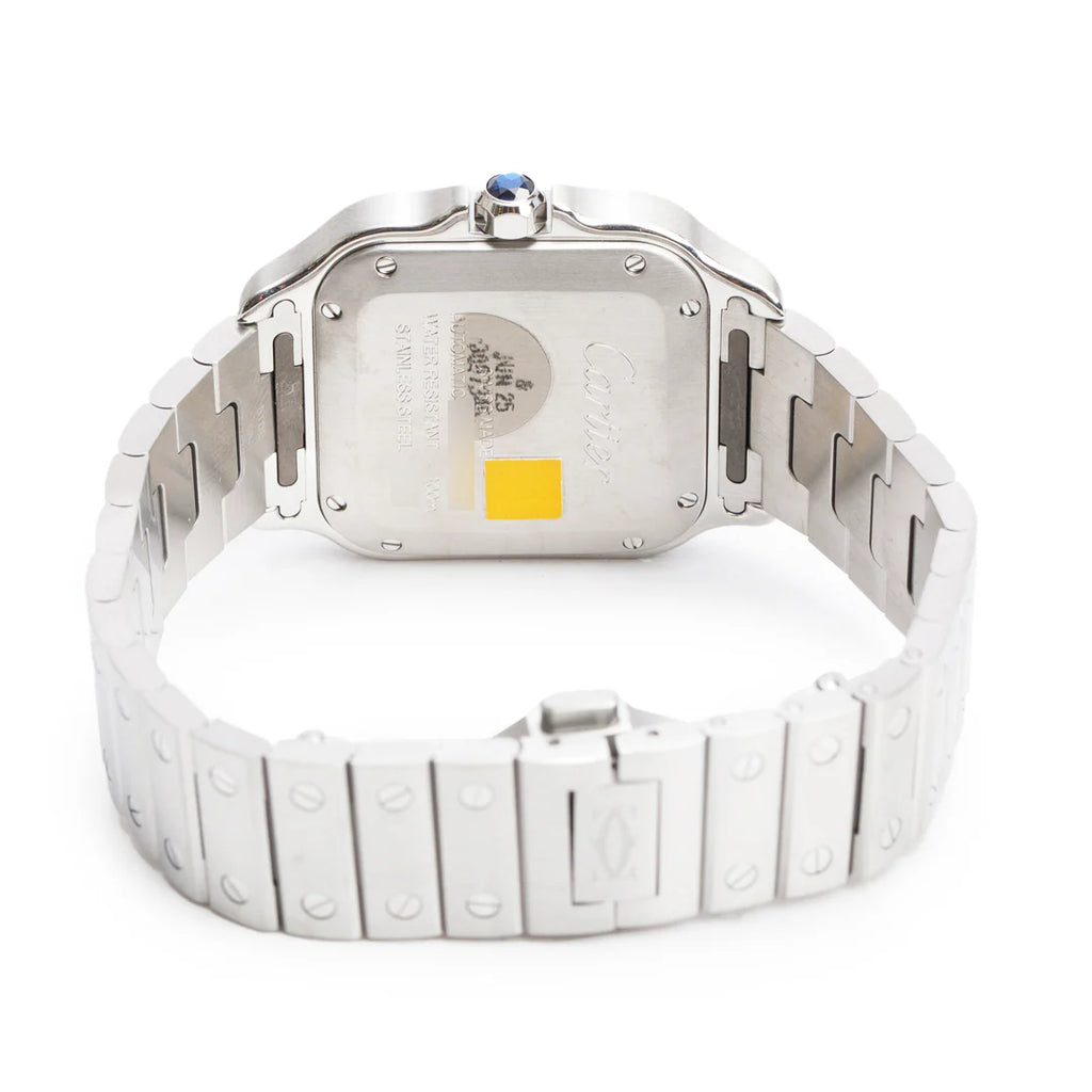 2023 Stainless Steel Diamond Bezel Santos de Automatic Watch, Medium Model 4075 w/ Box, Papers &amp; Extra Leather Strap