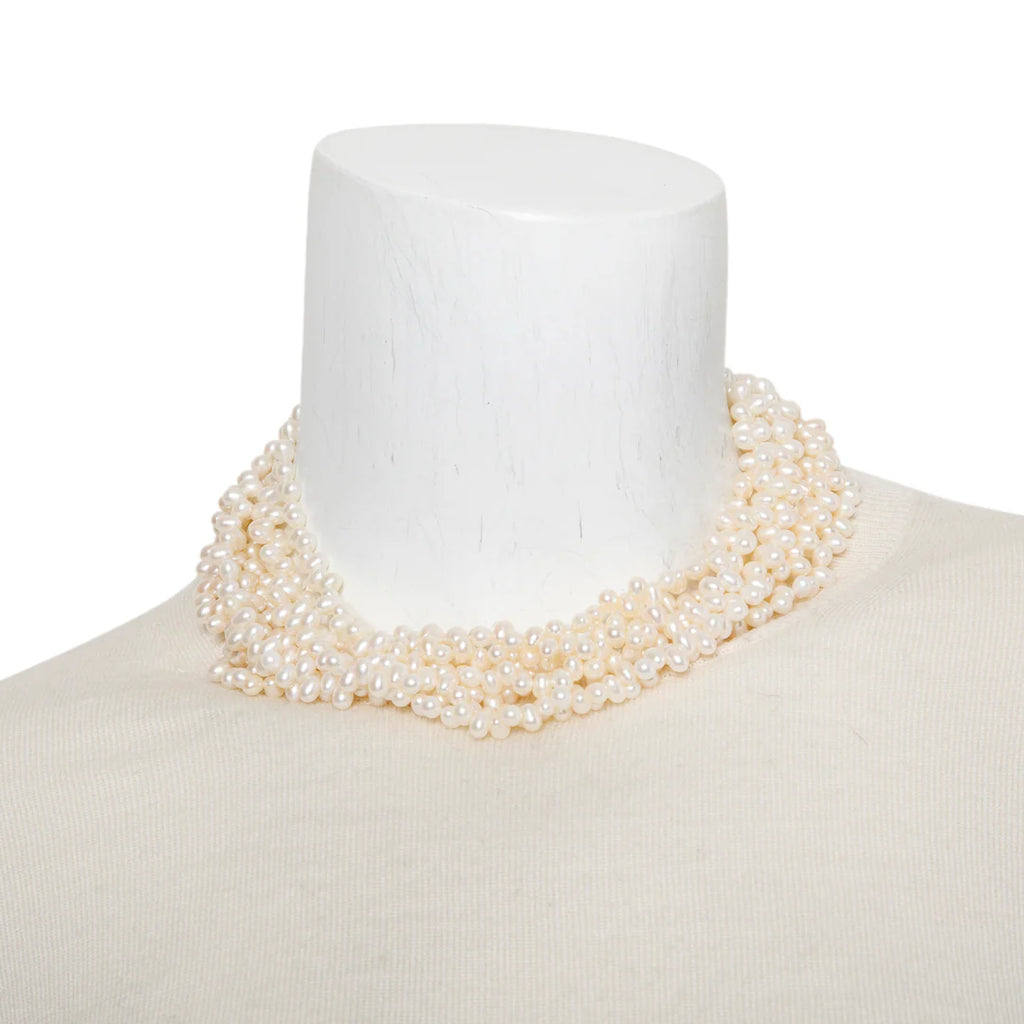 Paloma Picasso Sterling Silver Torsade Pearl Necklace w/ Box Coeur Cult Core