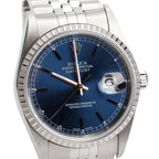 Stainless Steel Datejust 36 MM Automatic Watch Blue Dial 16220 w/ Box &amp; Papers