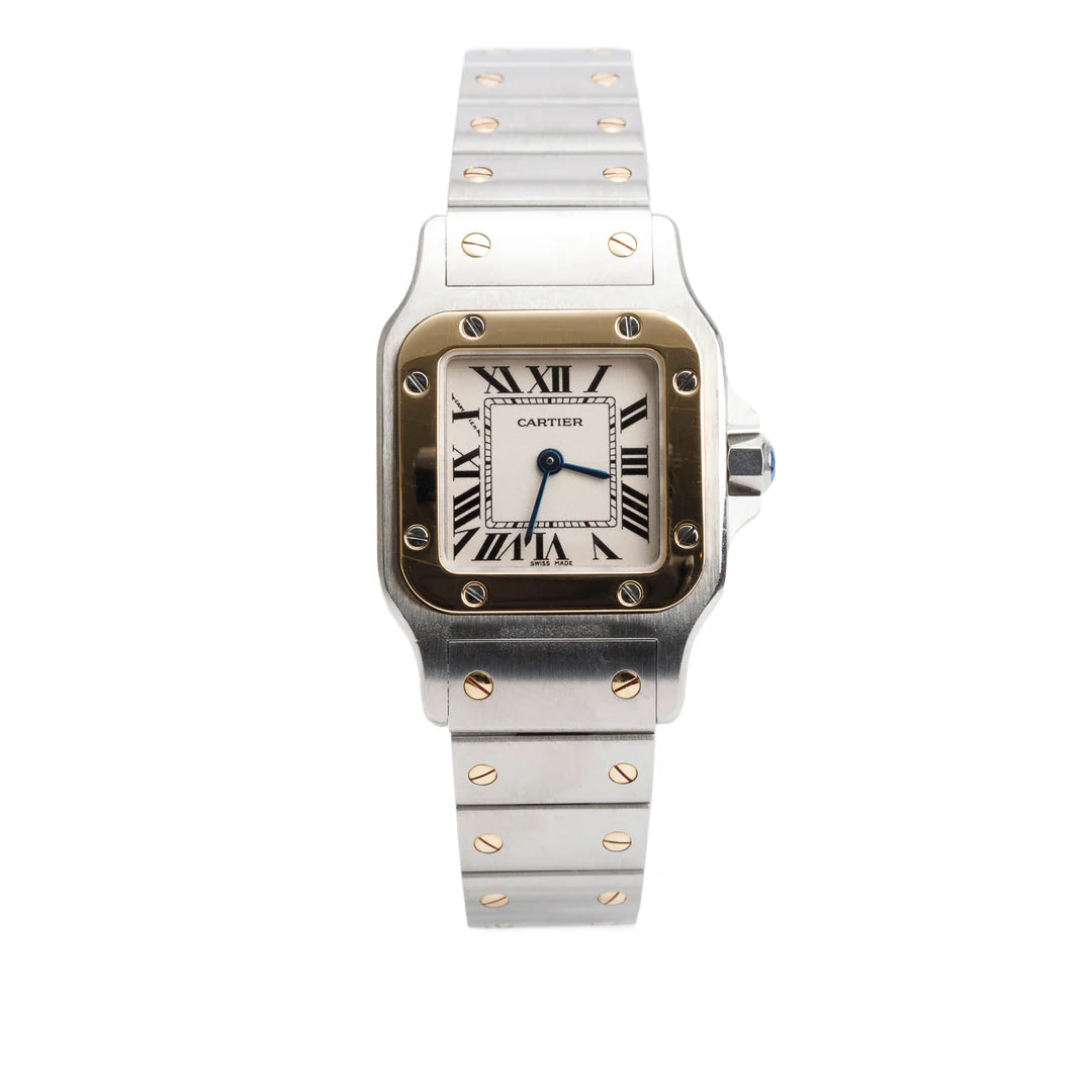 Stainless Steel &amp; 18k Yellow Gold Santos De Galbee Quartz Watch, Small Model 1567 w/ Box &amp; Papers Coeur Cult Core