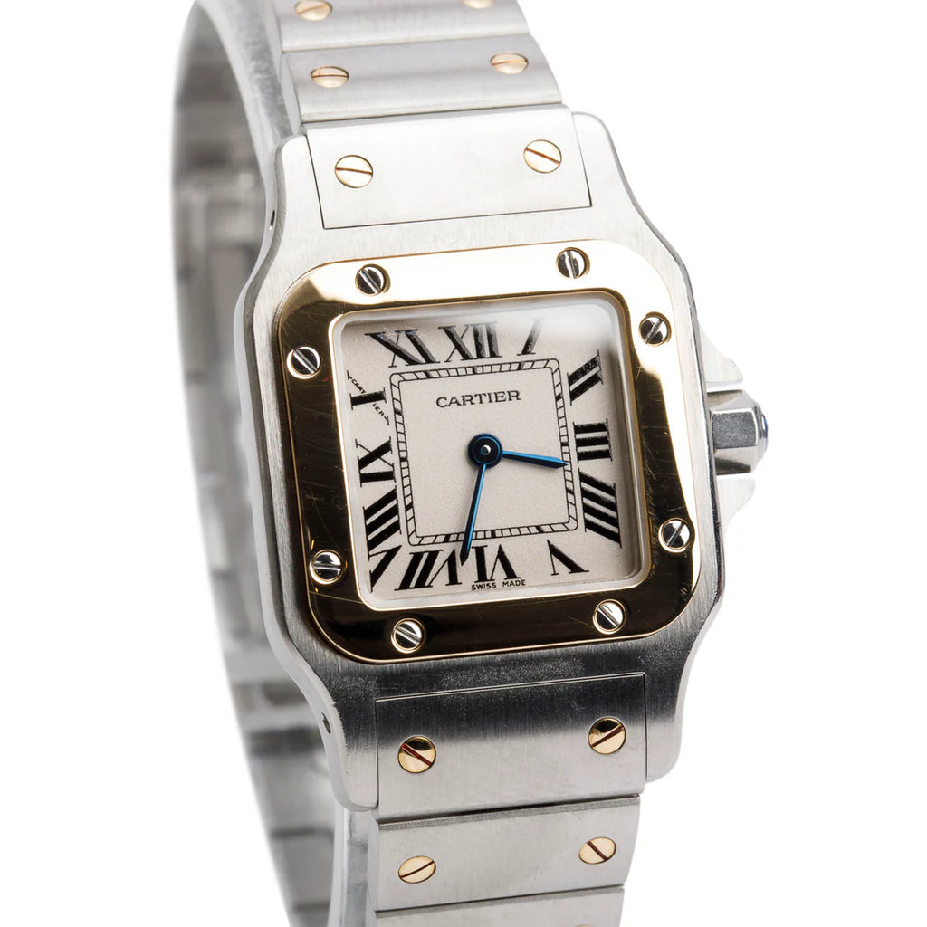 Stainless Steel &amp; 18k Yellow Gold Santos De Galbee Quartz Watch, Small Model 1567 w/ Box &amp; Papers Coeur Cult Core