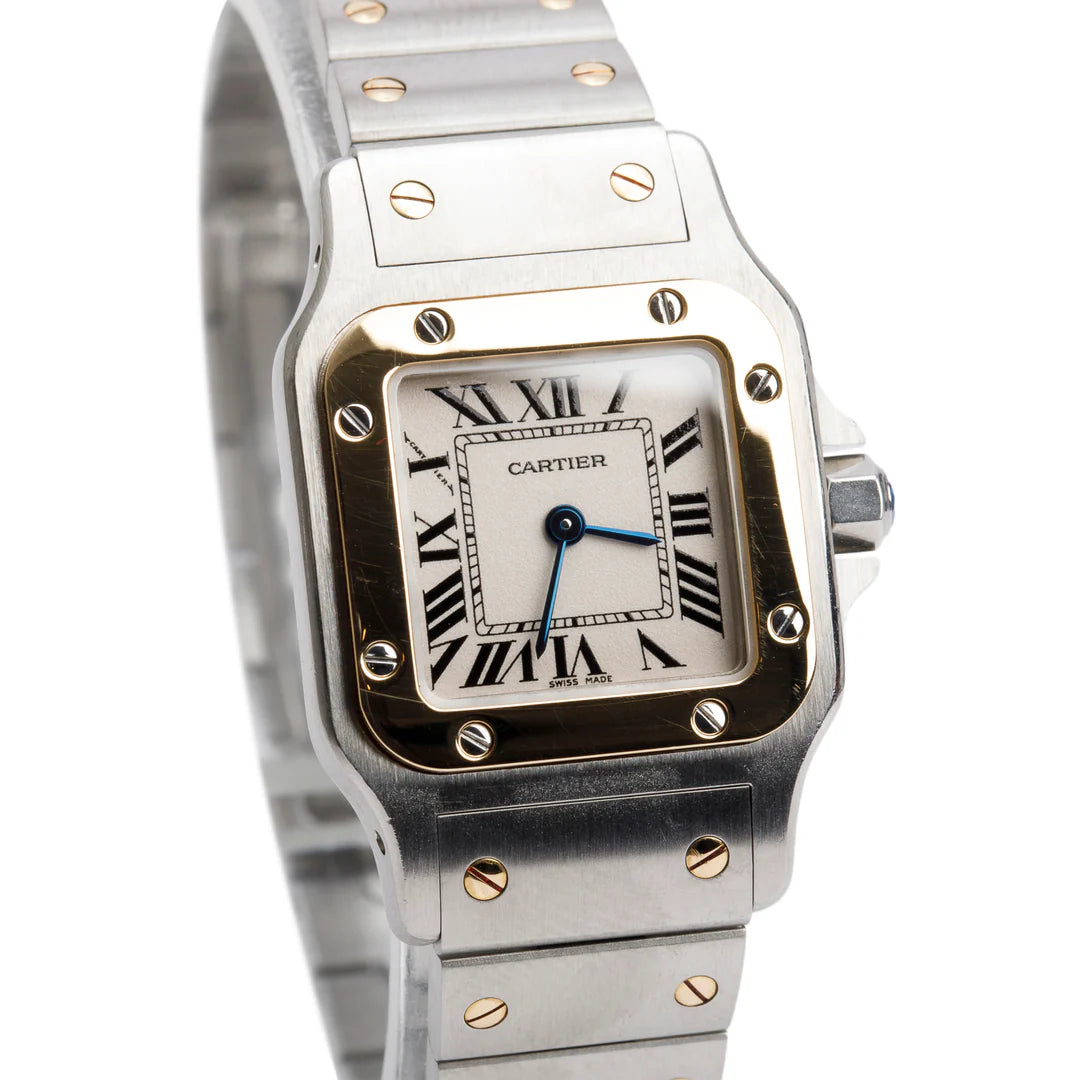 Stainless Steel &amp; 18k Yellow Gold Santos De Galbee Quartz Watch, Small Model 1567 w/ Box &amp; Papers Coeur Cult Core