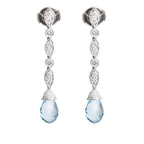 Platinum Aquamarine &amp; Diamond Drop Earrings w/ Box &amp; Papers Coeur Cult Core