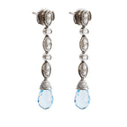 Platinum Aquamarine &amp; Diamond Drop Earrings w/ Box &amp; Papers Coeur Cult Core