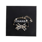 2025 Gold Plated Faux Pearl, Strass &amp; Bead CC Bow Charm Bracelet w/ Box &amp; Receipt Coeur Cult Core