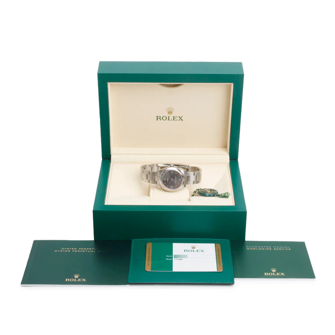 Stainless Steel Oyster Perpetual 31 MM Automatic Watch Dark Grey Dial 177200 w/ Box &amp; Papers