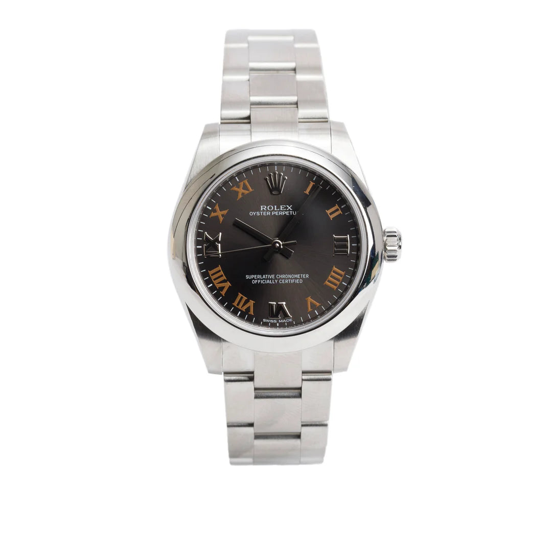 Stainless Steel Oyster Perpetual 31 MM Automatic Watch Dark Grey Dial 177200 w/ Box &amp; Papers