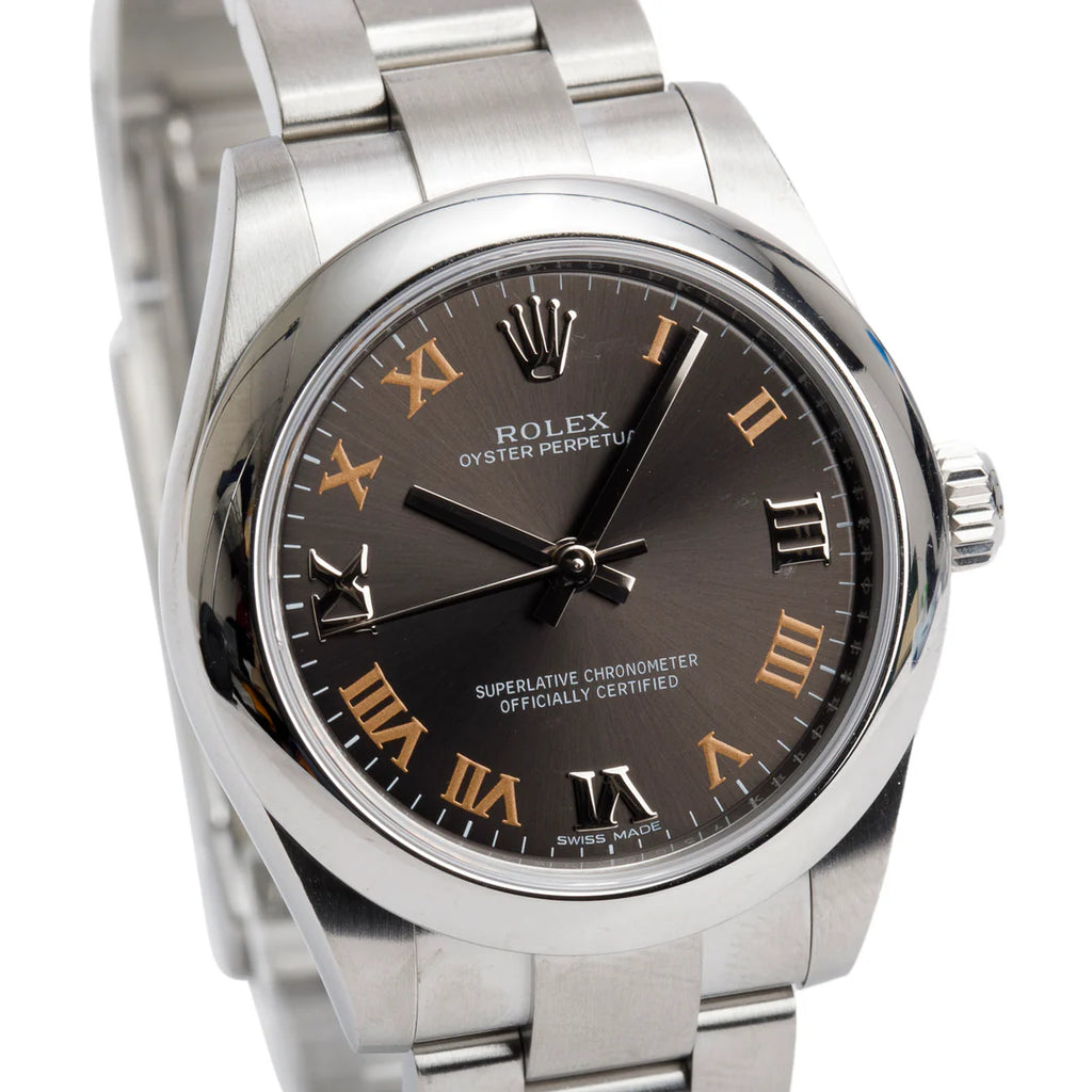 Stainless Steel Oyster Perpetual 31 MM Automatic Watch Dark Grey Dial 177200 w/ Box &amp; Papers