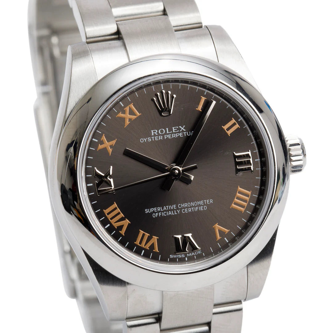 Stainless Steel Oyster Perpetual 31 MM Automatic Watch Dark Grey Dial 177200 w/ Box &amp; Papers