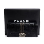 Black Python Patent Leather Boy Flap Clutch w/ Box &amp; Authenticity Card