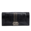Black Python Patent Leather Boy Flap Clutch w/ Box &amp; Authenticity Card