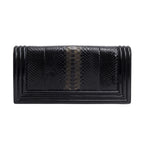 Black Python Patent Leather Boy Flap Clutch w/ Box &amp; Authenticity Card