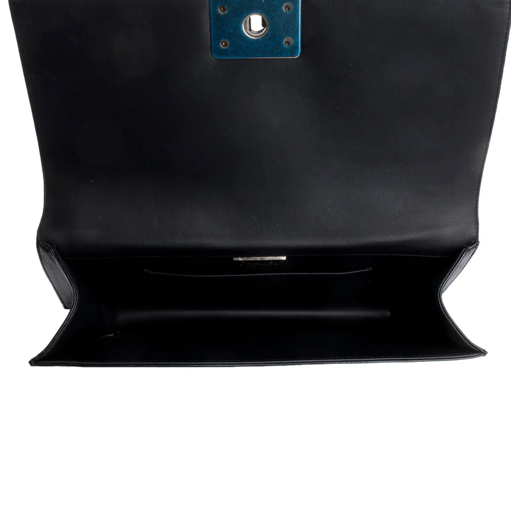 Black Python Patent Leather Boy Flap Clutch w/ Box &amp; Authenticity Card