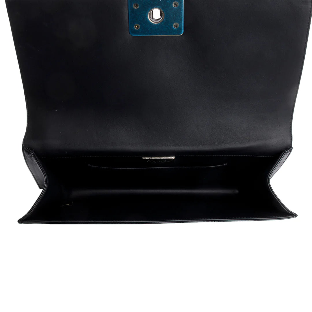 Black Python Patent Leather Boy Flap Clutch w/ Box &amp; Authenticity Card