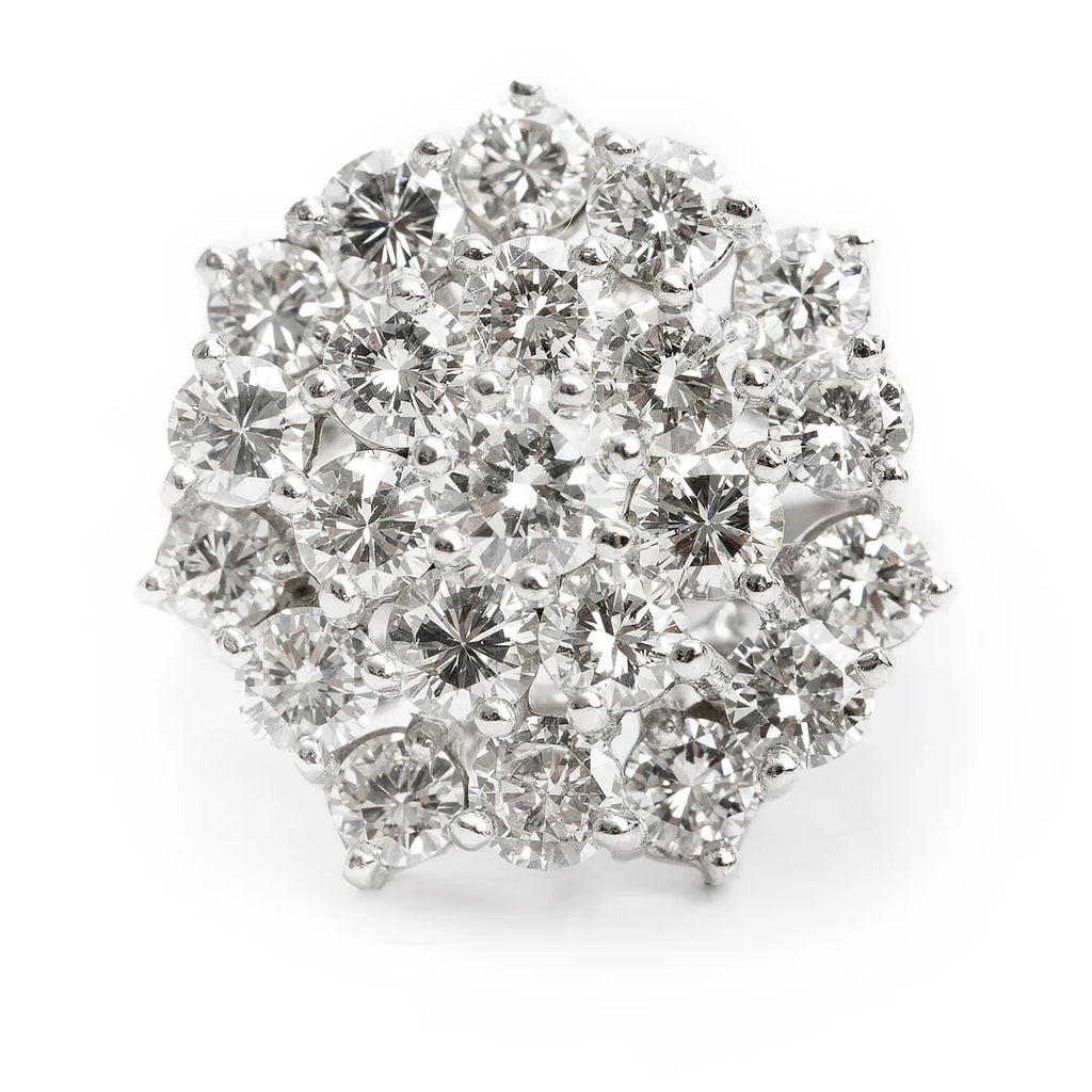 14k White Gold 4.35 tcw. Diamond Cluster Ring, Size 6.25 Coeur Cult Core