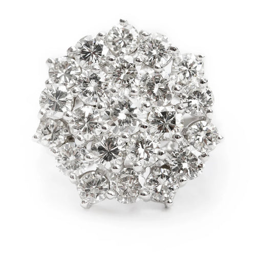 14k White Gold 4.35 tcw. Diamond Cluster Ring, Size 6.25 Coeur Cult Core
