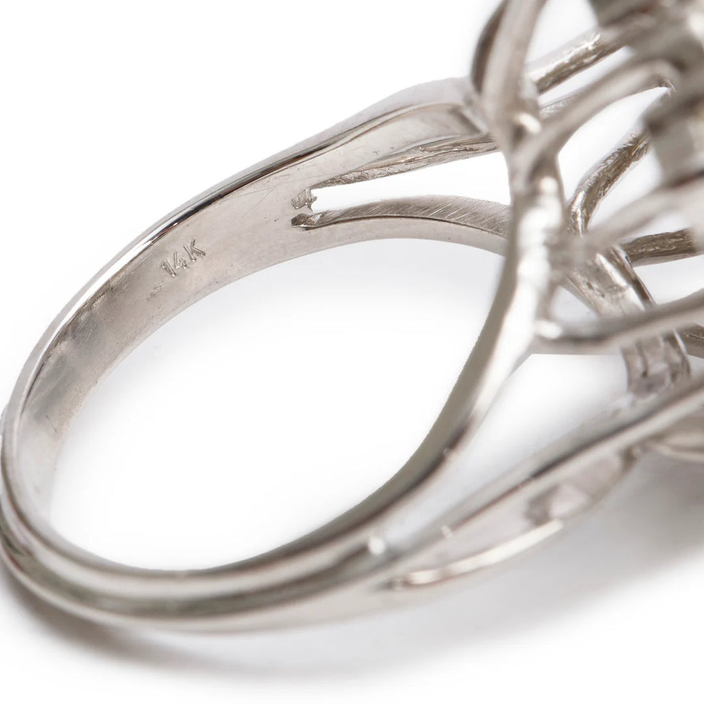 14k White Gold 4.35 tcw. Diamond Cluster Ring, Size 6.25 Coeur Cult Core