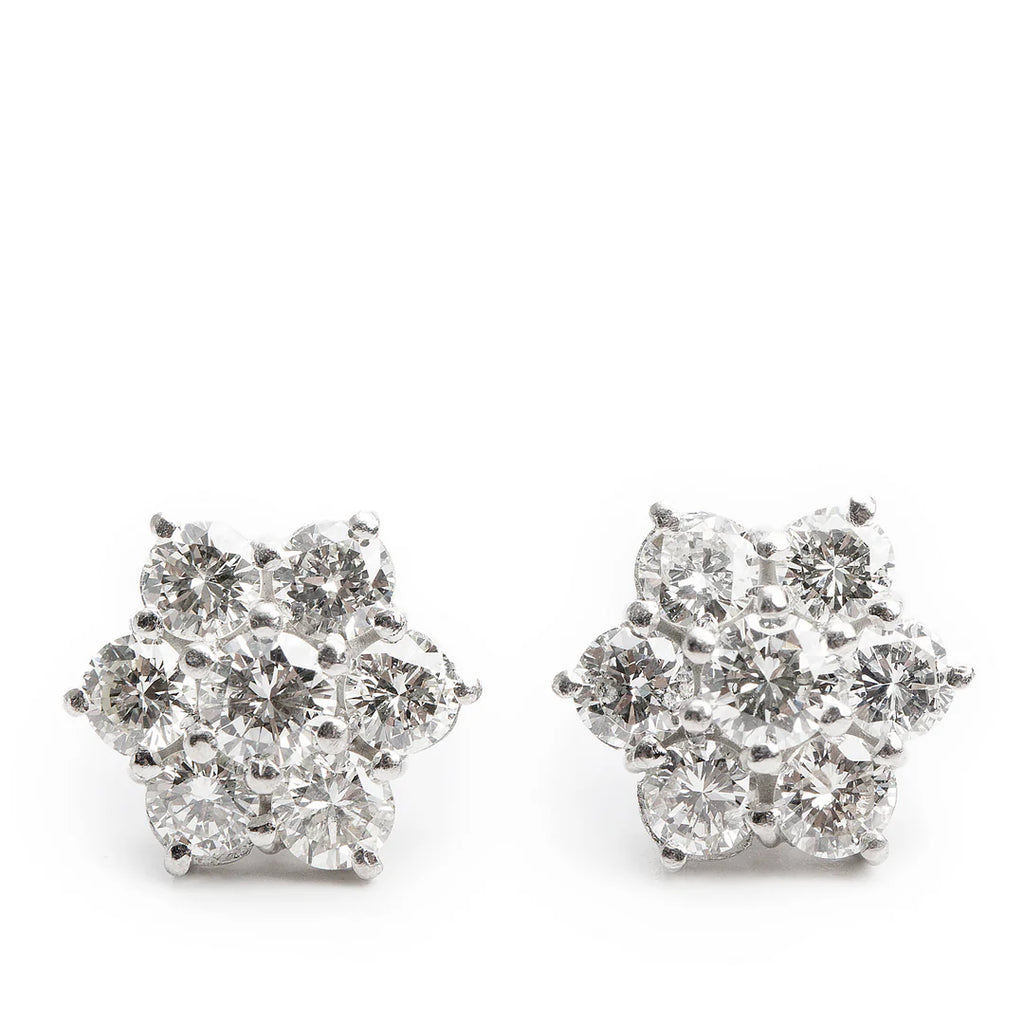 18k White Gold 2.40 tcw. Diamond Cluster Stud Earrings Coeur Cult Core