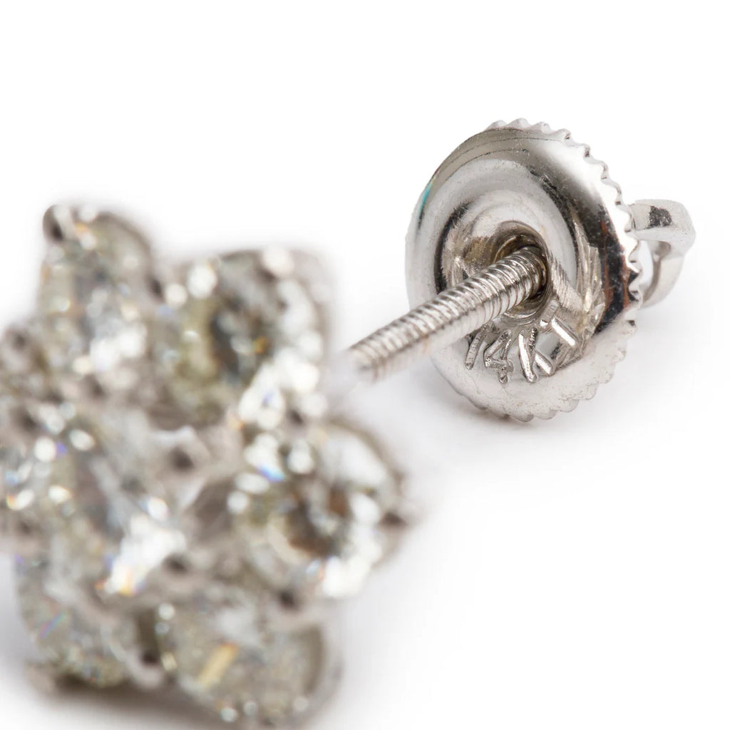 18k White Gold 2.40 tcw. Diamond Cluster Stud Earrings Coeur Cult Core