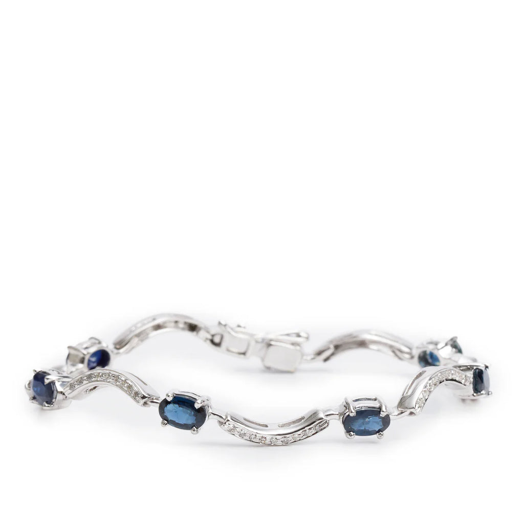 18k White Gold Sapphire &amp; Diamond Link Bracelet Coeur Cult Core