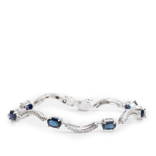 18k White Gold Sapphire &amp; Diamond Link Bracelet Coeur Cult Core