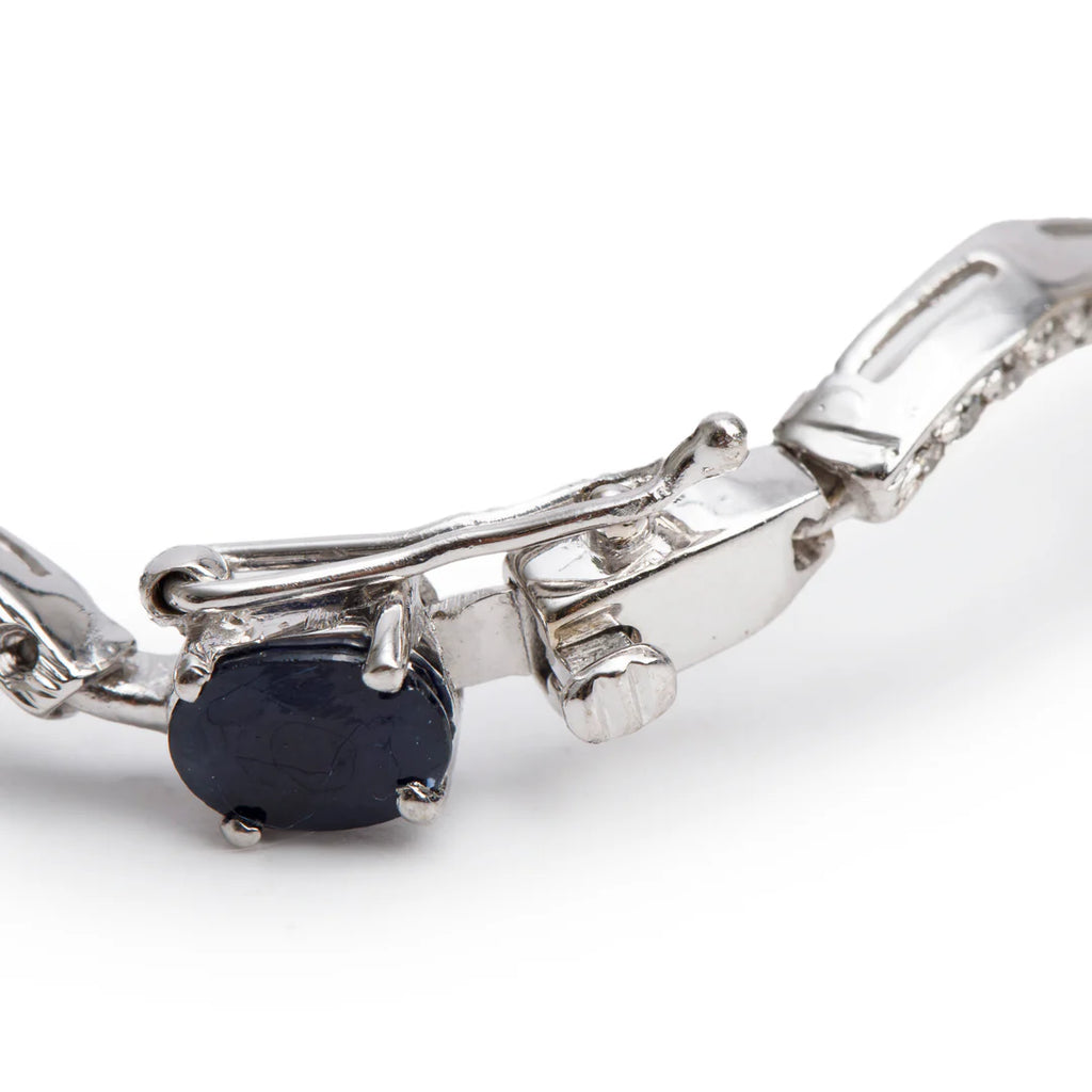 18k White Gold Sapphire &amp; Diamond Link Bracelet Coeur Cult Core