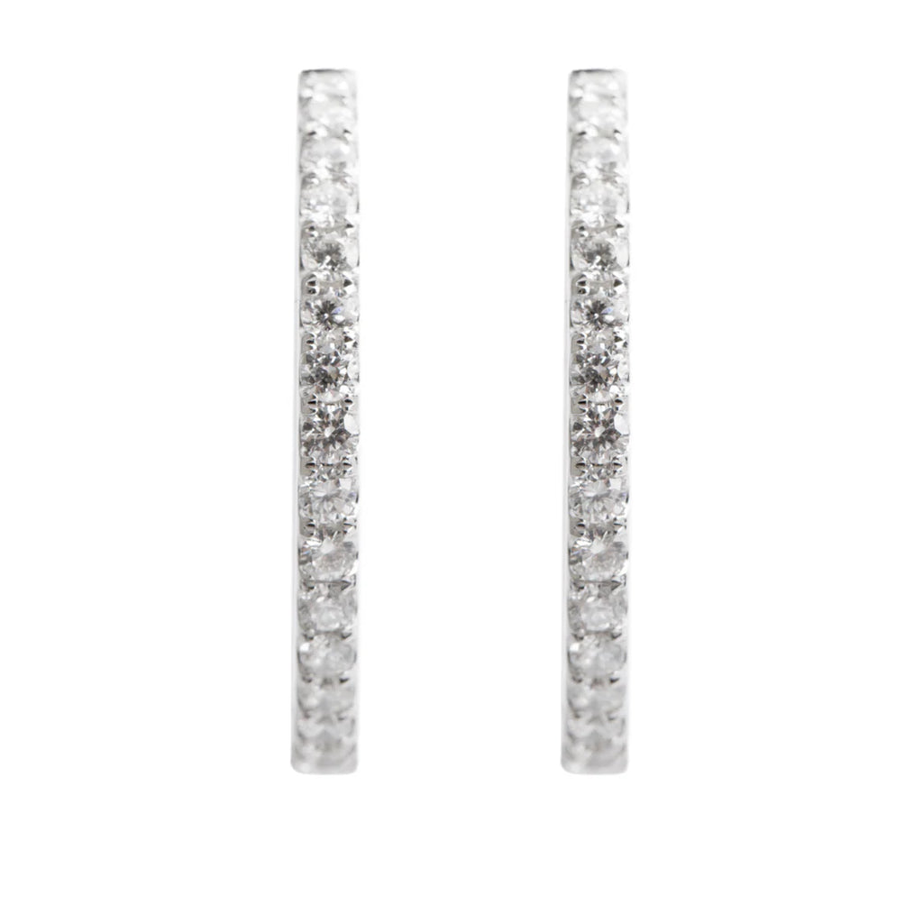 18k White Gold 1.68 tcw. Diamond Hoop Earrings Coeur Cult Core