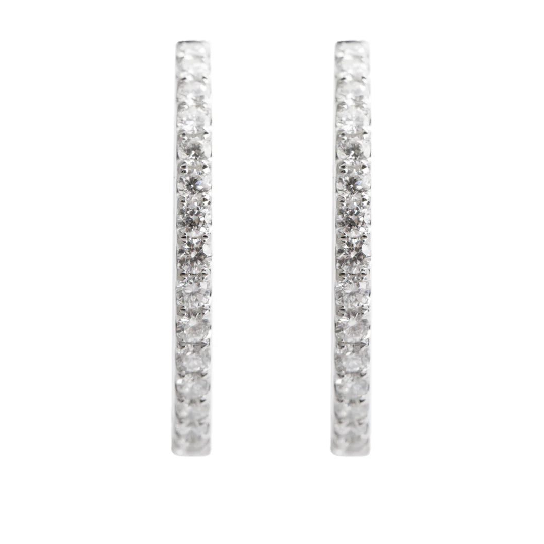 18k White Gold 1.68 tcw. Diamond Hoop Earrings Coeur Cult Core