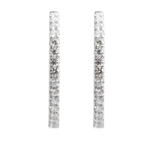 18k White Gold 1.68 tcw. Diamond Hoop Earrings Coeur Cult Core