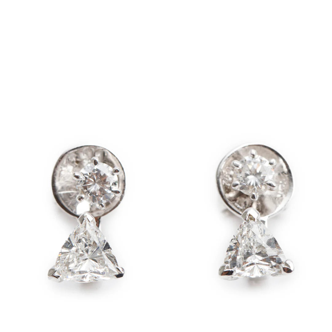 18k White Gold 1.35 tcw. Diamond Earrings Coeur Cult Core