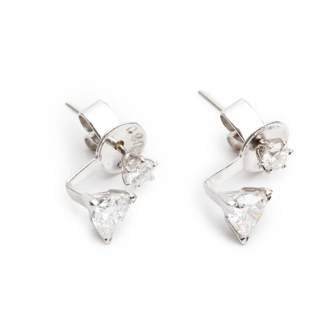 18k White Gold 1.35 tcw. Diamond Earrings Coeur Cult Core