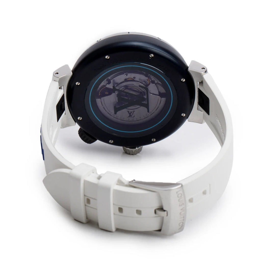Stainless Steel &amp; Blue PVD Tambour Street Diver 44 MM Automatic Watch QA121 w/ Box &amp; Papers