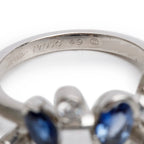 Platinum Blue Sapphire &amp; Diamond Meli Melo Ring, Size 5.75 w/ Box &amp; Papers