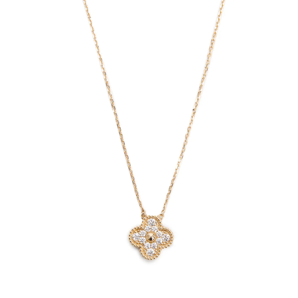 2025 18k Yellow Gold Diamond Vintage Alhambra Pendant Necklace w/ Box, Certificate &amp; Receipt
