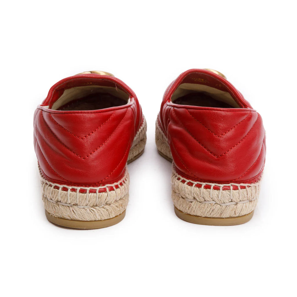 Red Matelasse Nappa Leather GG Marmont Espadrille, Size 39 w/ Box