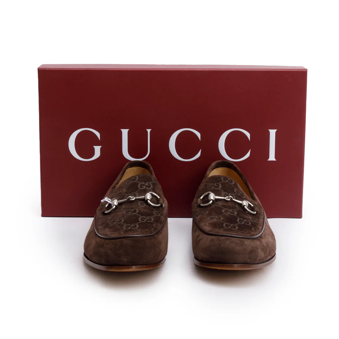Brown GG Suede Horsebit Accent Loafers, Men's Size 9 w/ Box