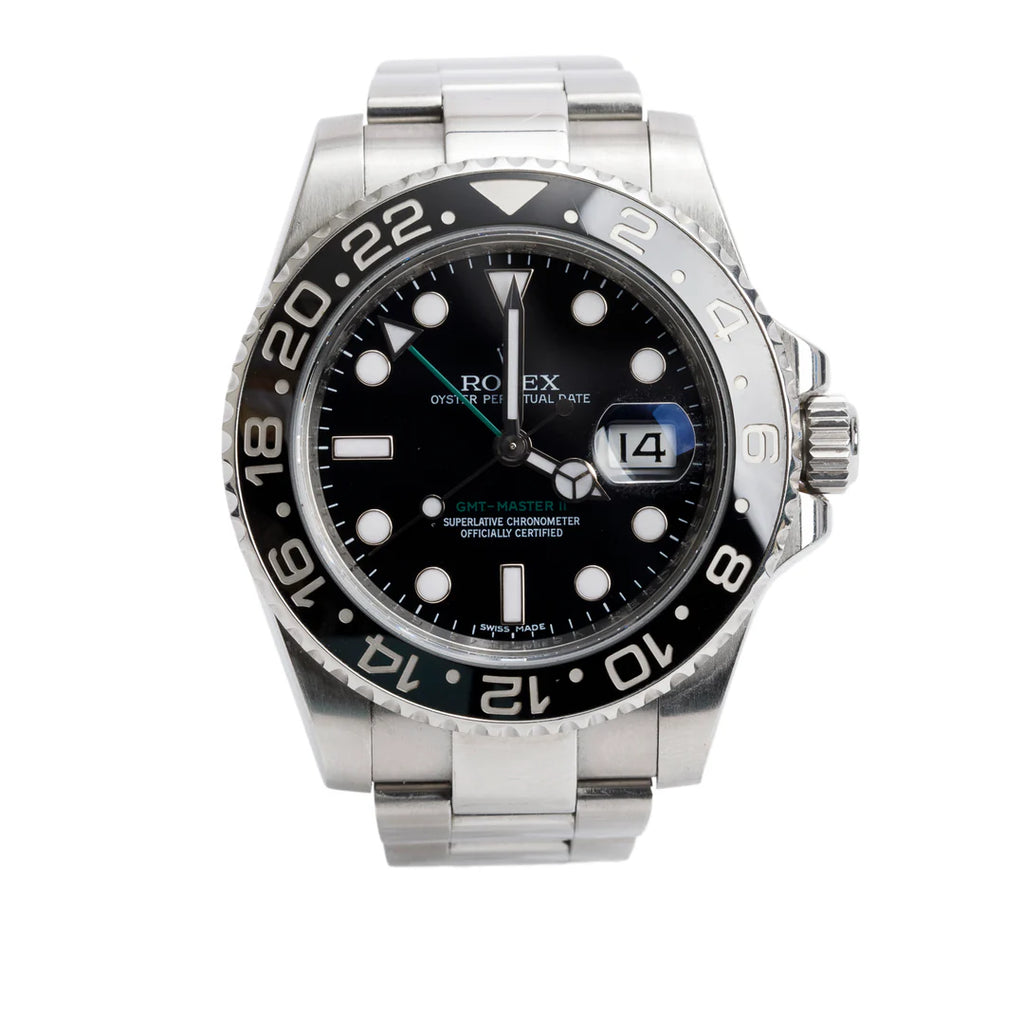 Stainless Steel GMT-Master II 40 MM Automatic Watch Black Dial 116710 w/ Box