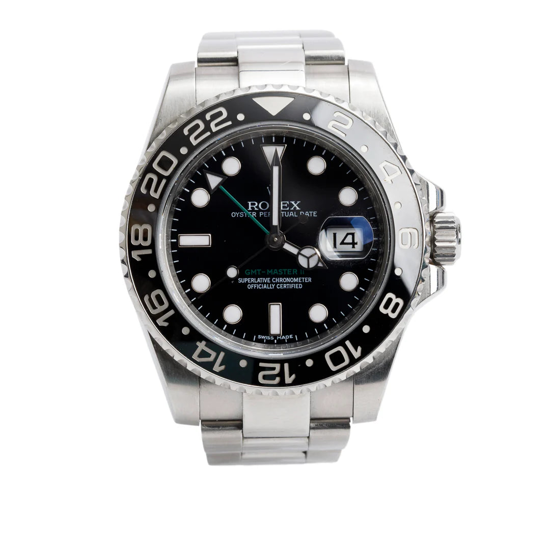 Stainless Steel GMT-Master II 40 MM Automatic Watch Black Dial 116710 w/ Box