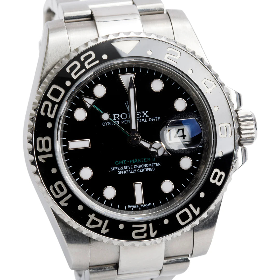 Stainless Steel GMT-Master II 40 MM Automatic Watch Black Dial 116710 w/ Box
