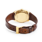 Vintage 18k Yellow Gold Unisonic 34 MM Watch Brown Dial