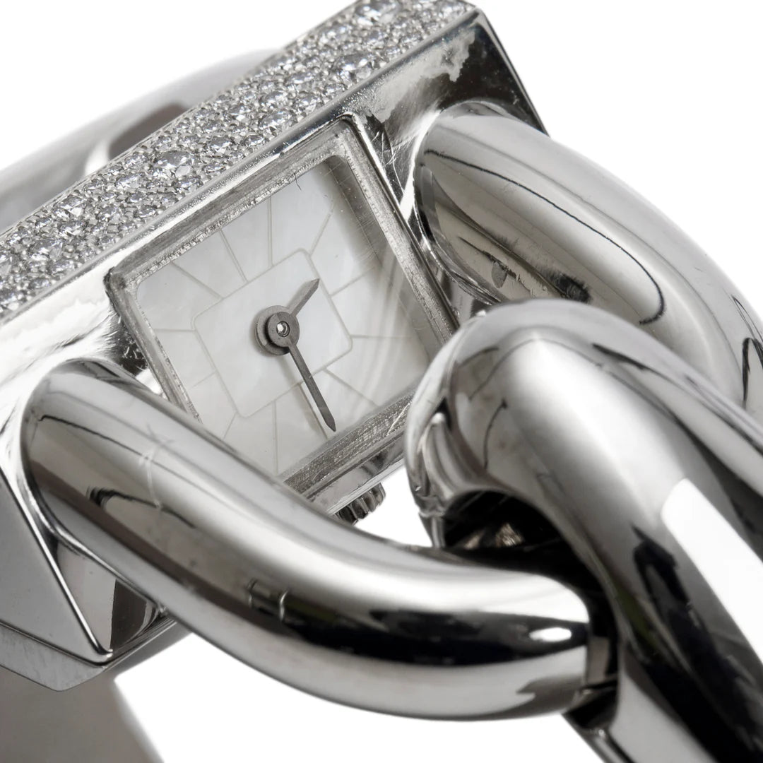 18k White Gold Diamond Cadenas Watch Mother of Pearl Dial w/ Receipt &amp; Certificate