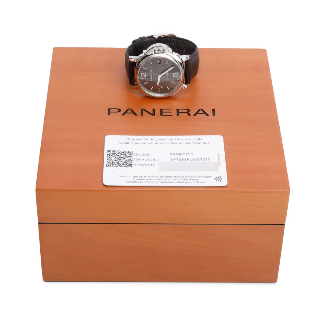 Stainless Steel Luminor Due 38 MM Automatic Watch Grey Dial PAM00755 w/ Box &amp; Papers