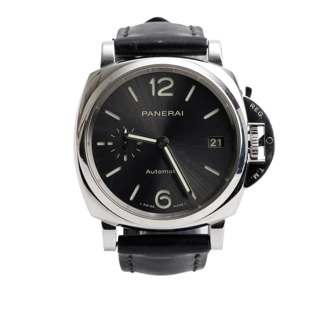 Stainless Steel Luminor Due 38 MM Automatic Watch Grey Dial PAM00755 w/ Box &amp; Papers