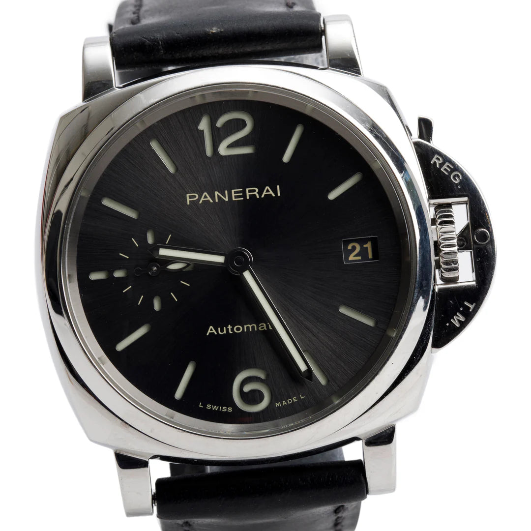 Stainless Steel Luminor Due 38 MM Automatic Watch Grey Dial PAM00755 w/ Box &amp; Papers