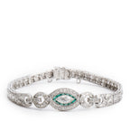 Antique Platinum Emerald and Diamond Art Deco Bracelet