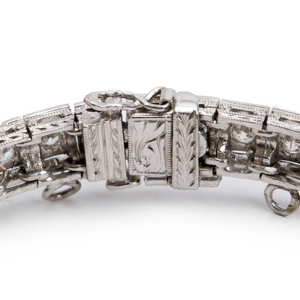 Antique Platinum Emerald and Diamond Art Deco Bracelet
