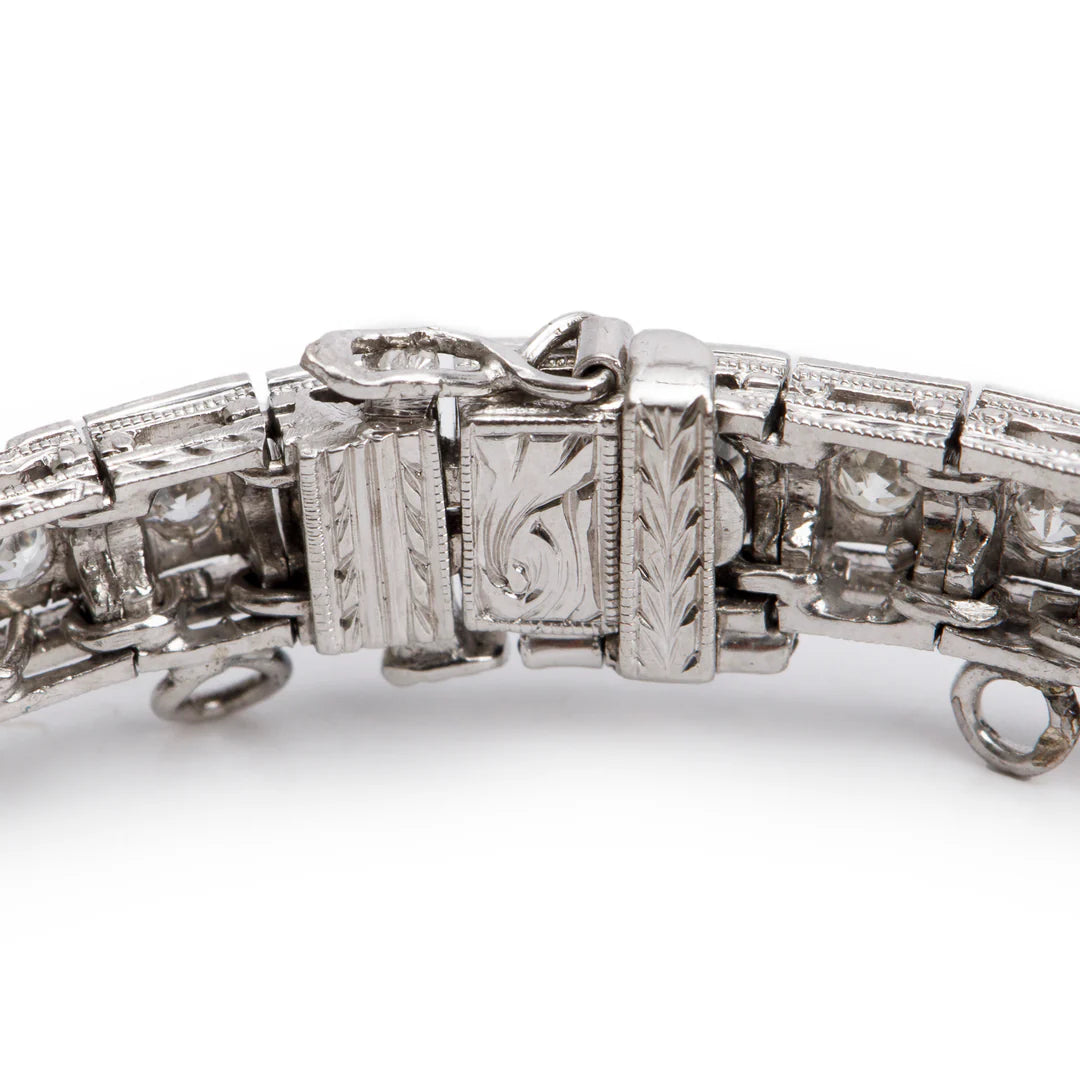 Antique Platinum Emerald and Diamond Art Deco Bracelet
